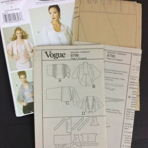 Vogue Sewing Pattern V8796 Misses Jacket XS-S-M Elizabeth Gillett NY Easy/Fast - Picture 3 of 3